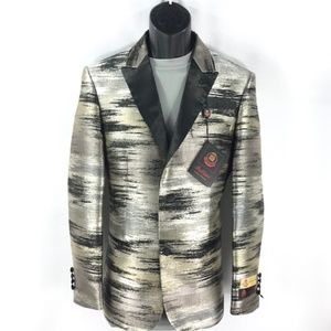 Men's Pallini Sport Coat Blazer Black Silver Khaki